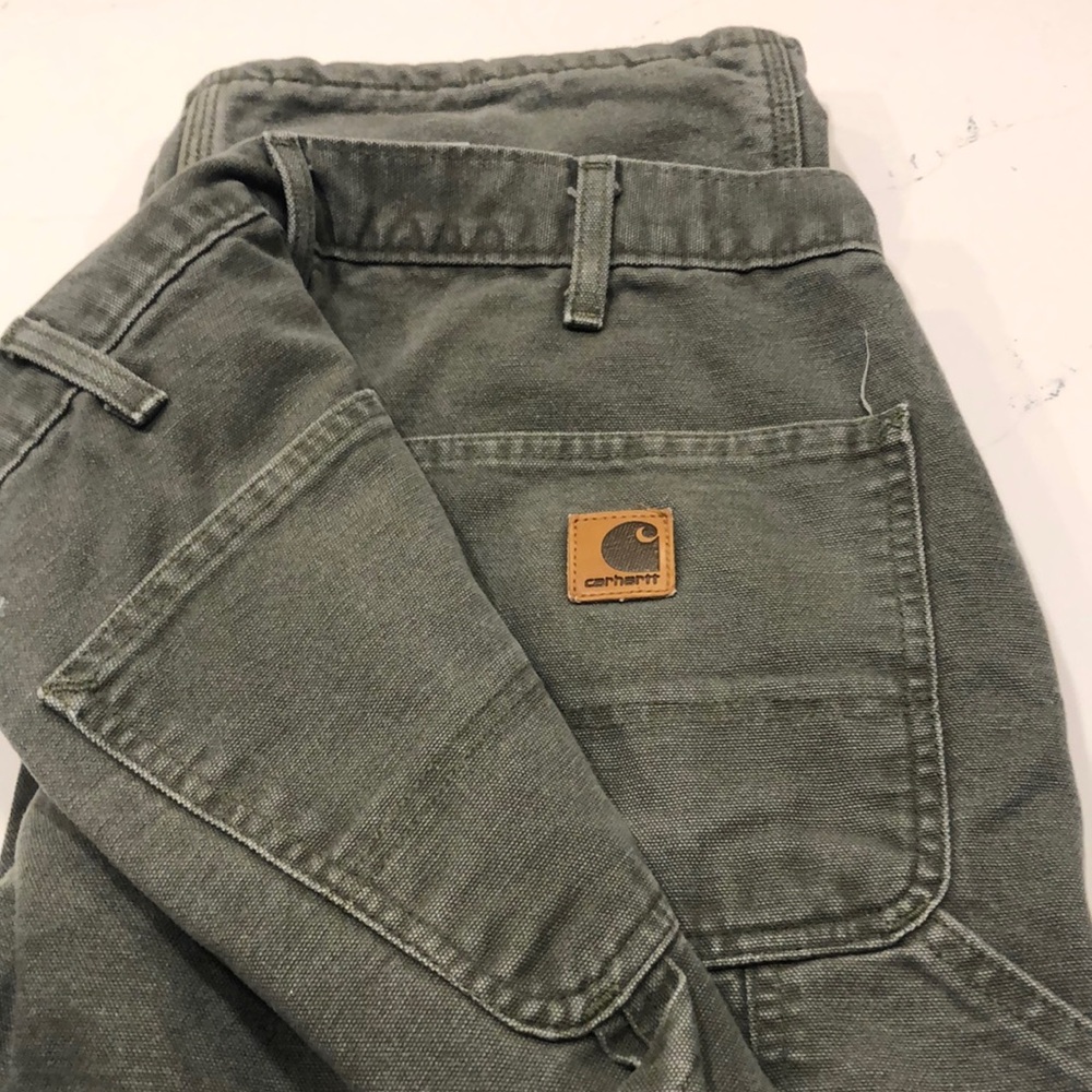 Carhartt Men’s Lined Dungarees  32 x 32.  Green denim , soft flannel lined.